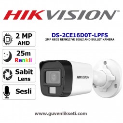 Hikvision DS-2CE16D0T-LPFS 2mp Gece Renkli ve Sesli AHD Bullet Kamera